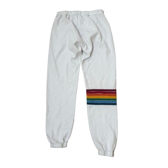 (S) $160 Aviator Nation Rainbow Stitch‎ Sweatpants White - Picture 6 of 8